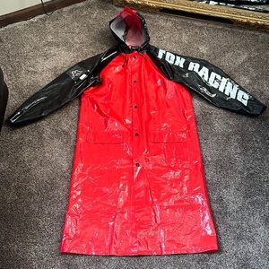 Fox Racing Rain Slicker Size L Color Red Black White EXTREMELY RARE